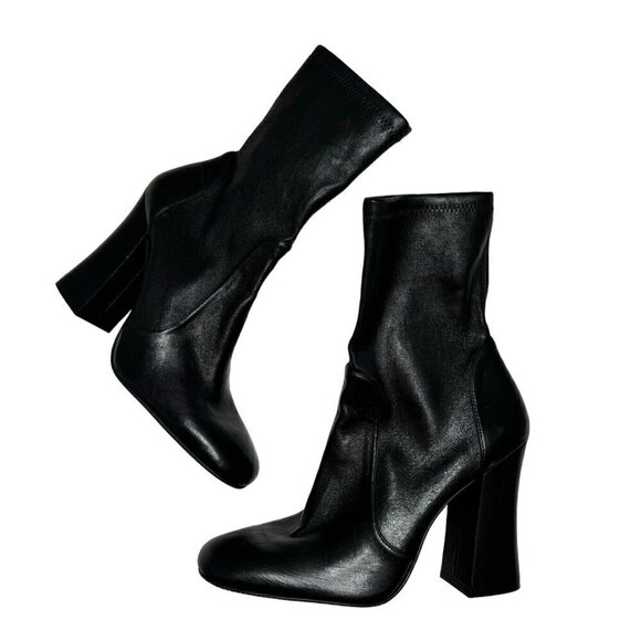 Stuart Weitzman Curveblock 100 bootie in black leather Women's Size 11 New $650 - Picture 4 of 7